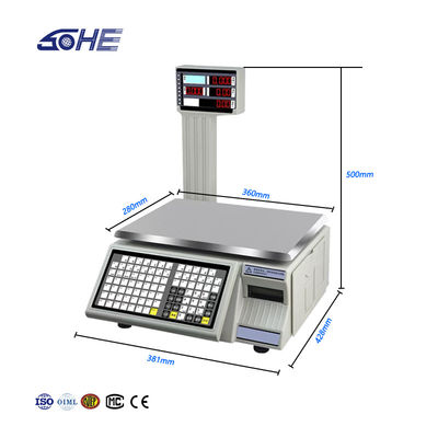 SHW-TMC 30kg κλίμακα πίνακα εκτύπωσης γραμμικού κώδικα με παροχή ρεύματος AC/DC και μέγιστη εμβέλεια